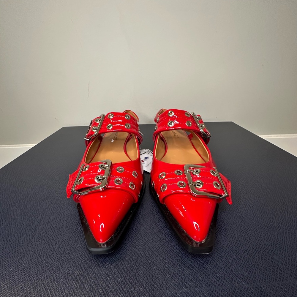 NWT Red Patent Leather Ballet Slingback Women's Shoes - Picture 2 of 7